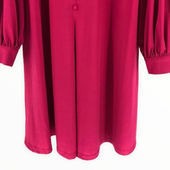 Eloquii Claret Open Neck Cutout Long Sleeve Button Front Dress NWT size 22 - Picture 4 of 13
